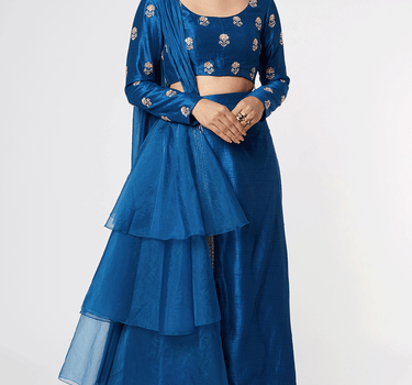 Blue Layered Skirt Set