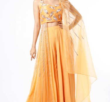 Yellow Sharara Drape Blouse Set