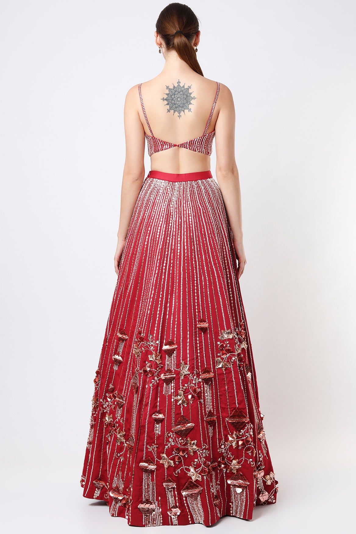 Ruby Red Embroidered Lehenga Set