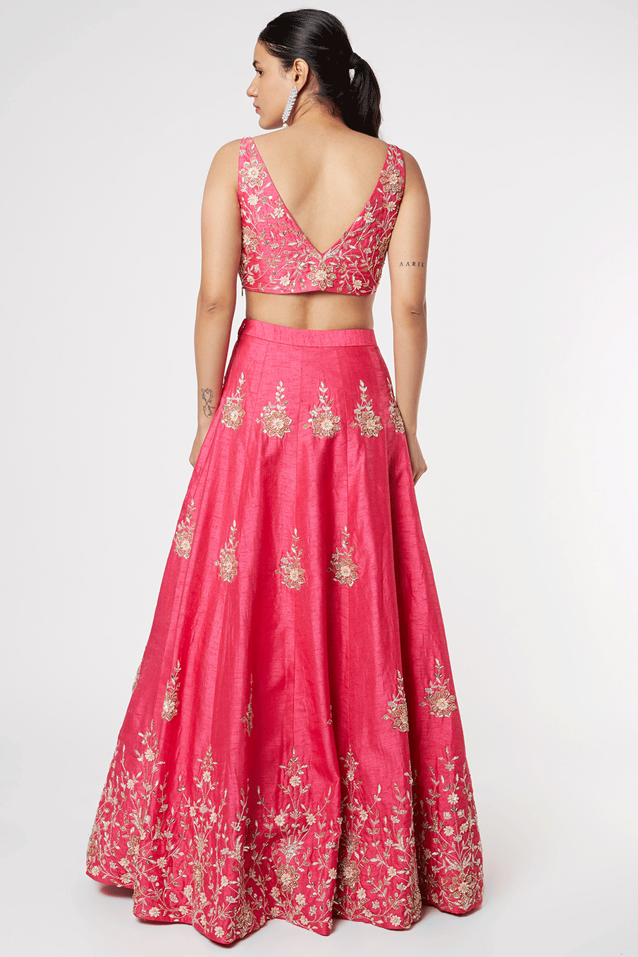 Hot Pink Embroidered Lehenga With Dupatta