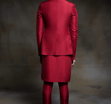 Crimson Pant Kurta And Embroidered Jacket