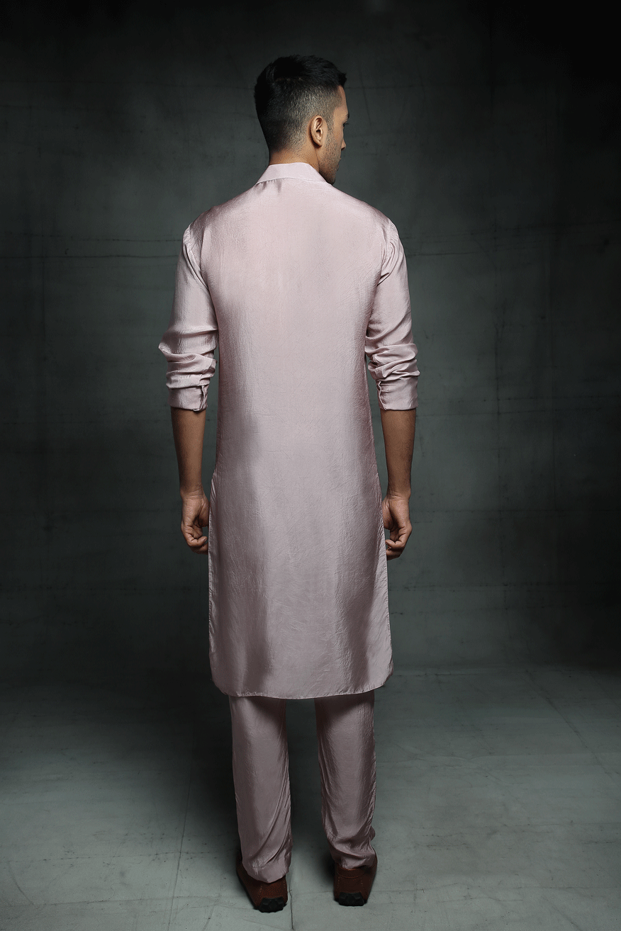 Dusted Lilac Kurta Set With Button