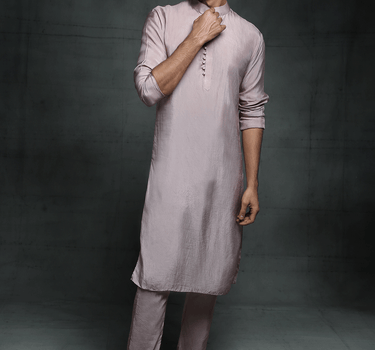 Dusted Lilac Kurta Set With Button