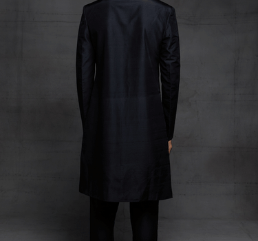 Black Sherwani With Pocket Square