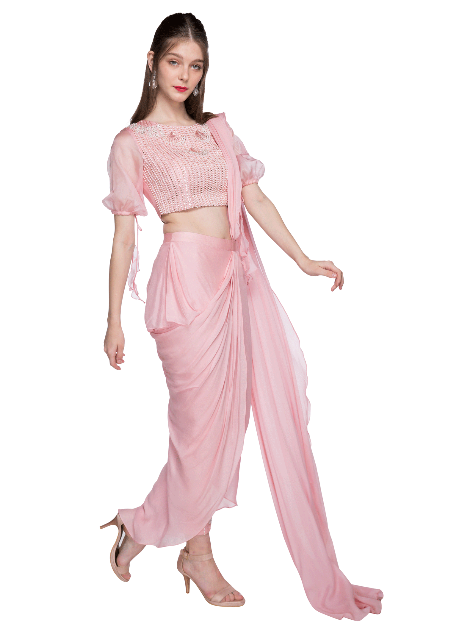 Rose Pink Saree Set