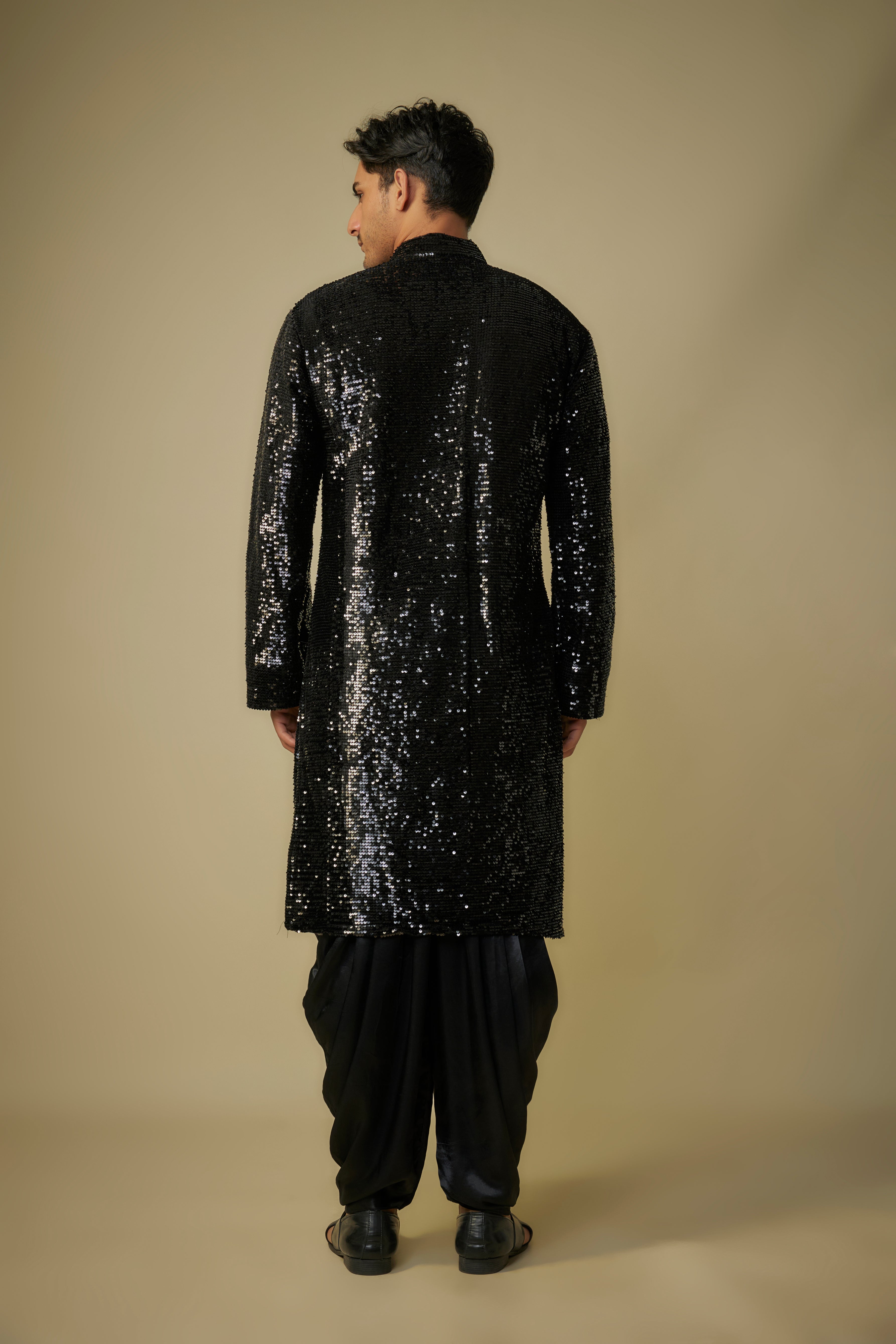 black sequence kurta set