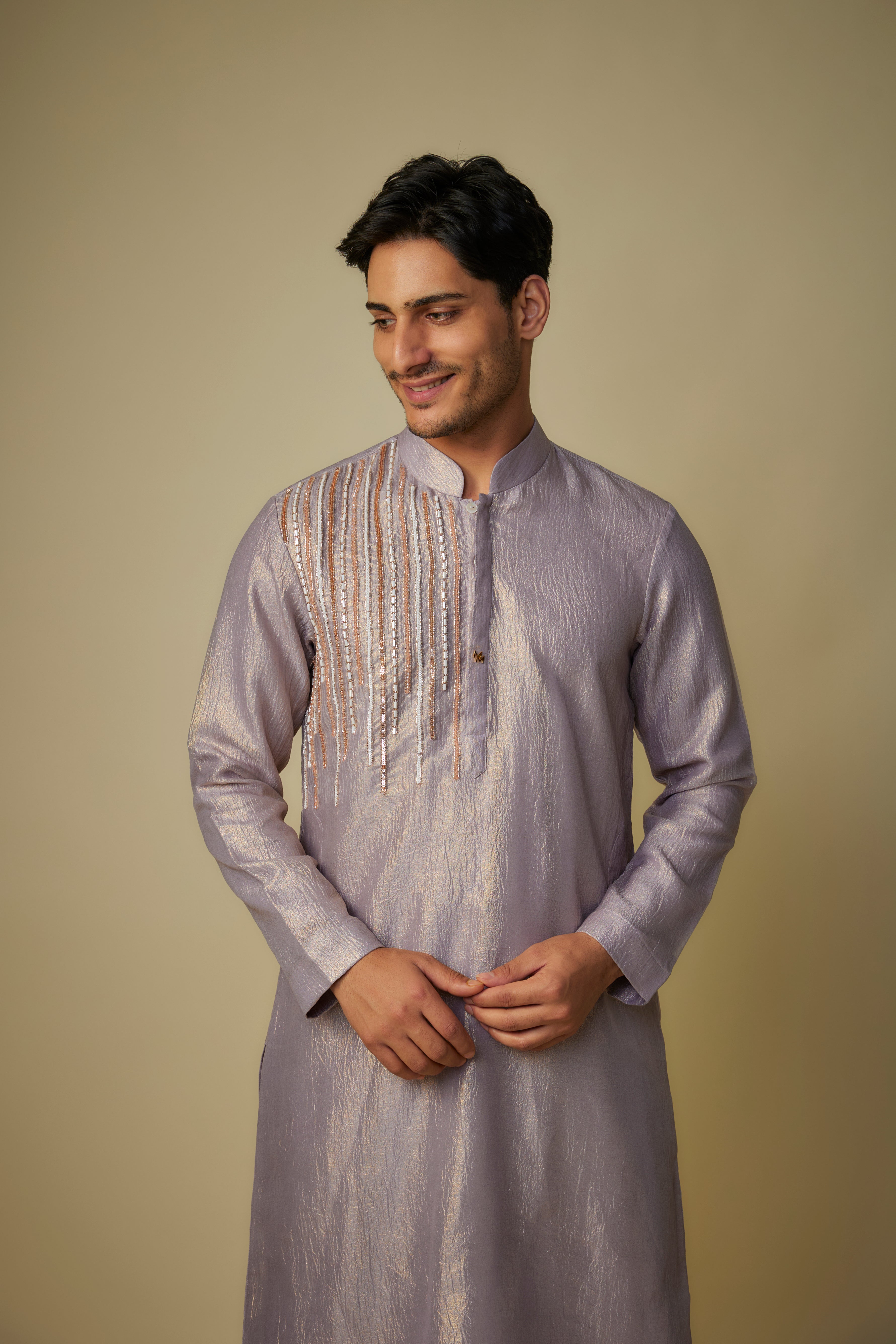 lilac embroiderd kurta set