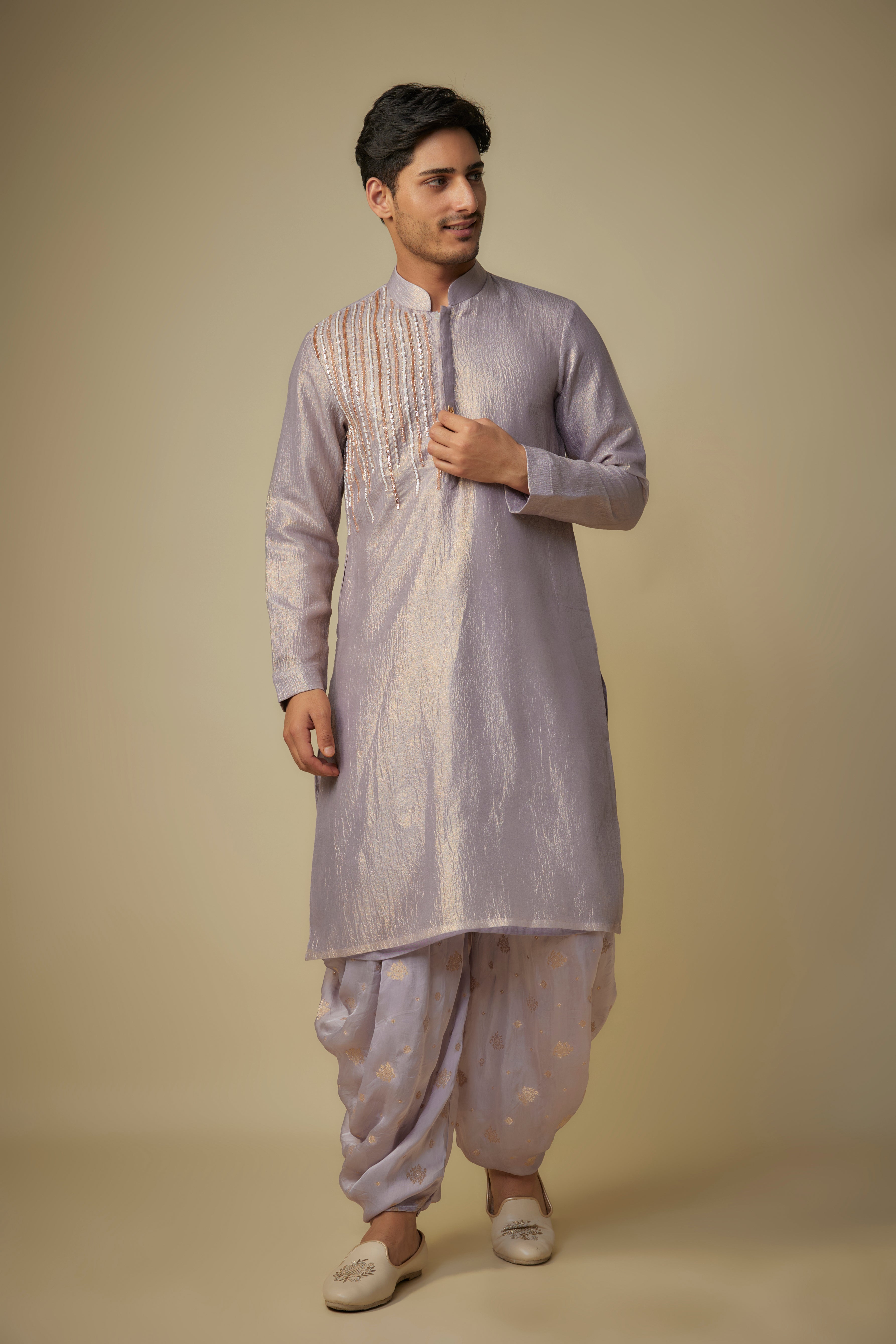 lilac embroiderd kurta set