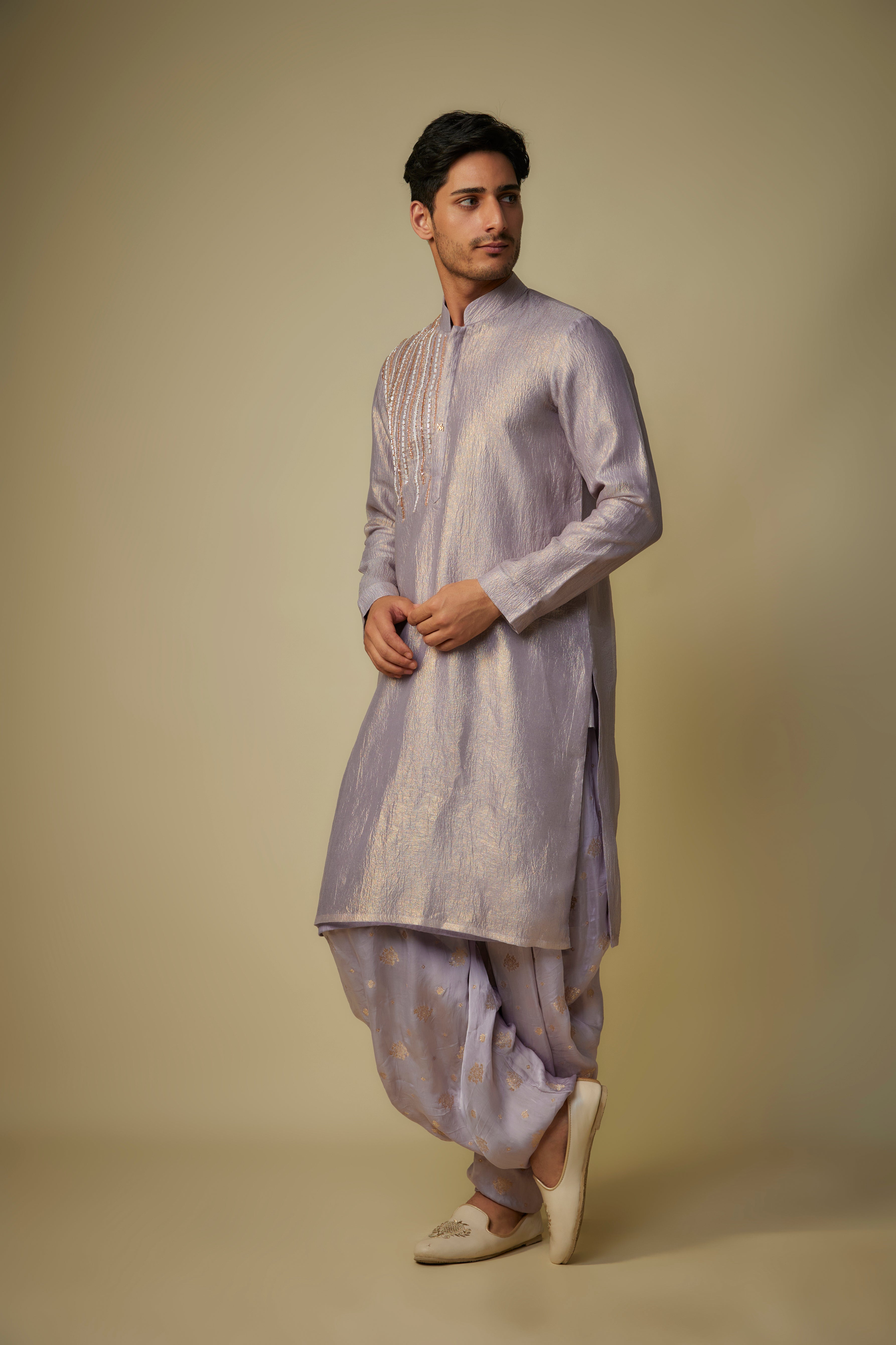 lilac embroiderd kurta set