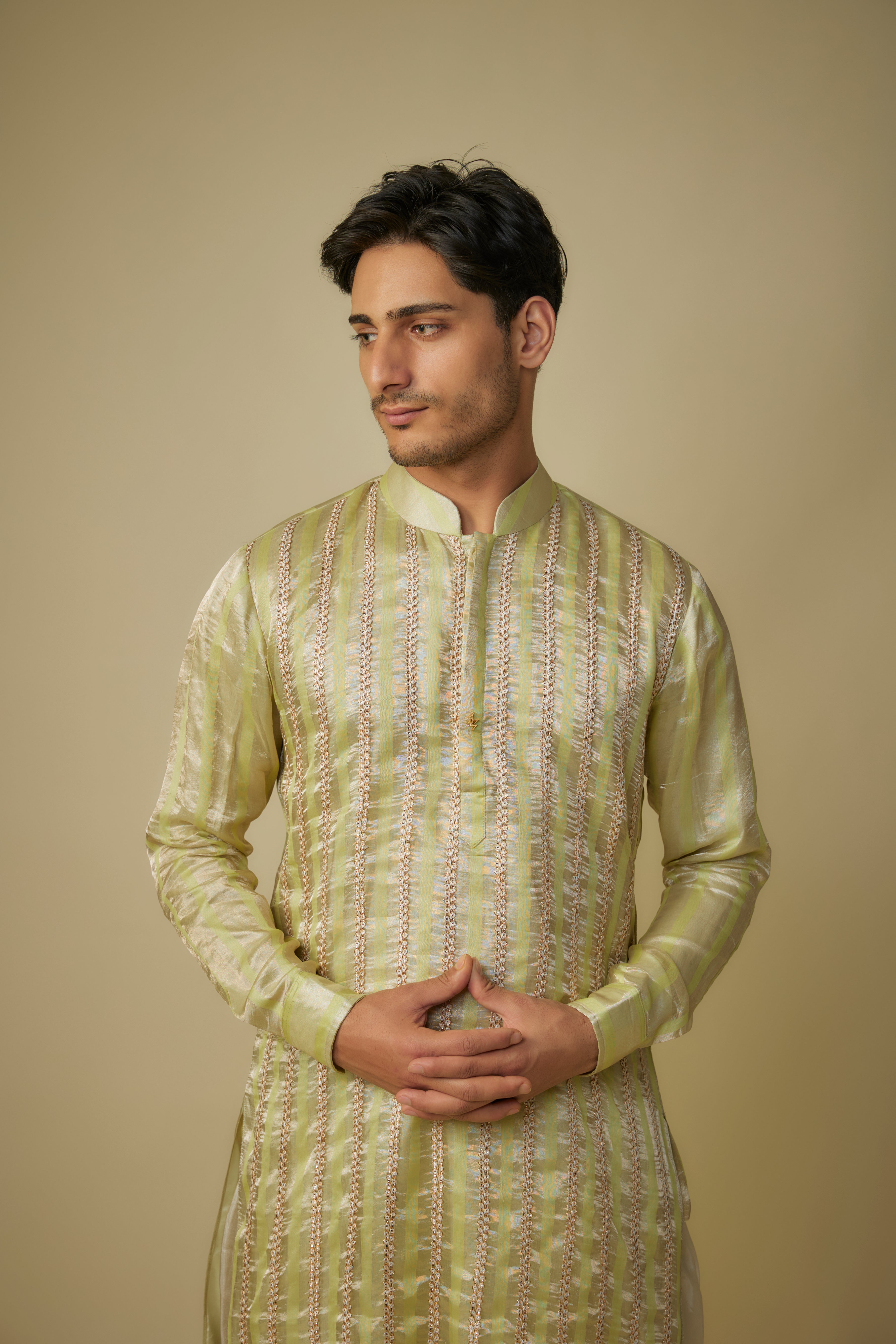 yellow embroiderd kurta with dhoti