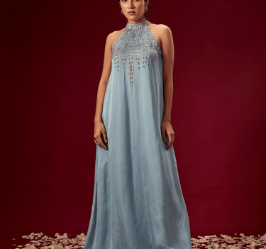 Ice Blue Trapeze Gown