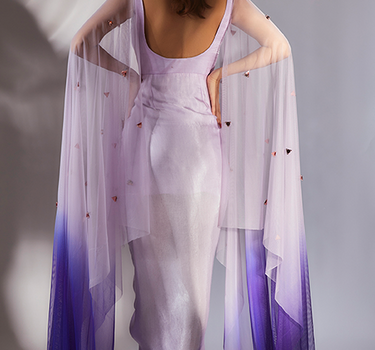 Lilac Embroidered Draped Corset Dress