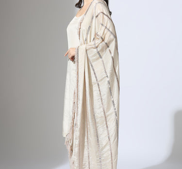 BEIGE TISSUE EMBROIDERED KURTA SET