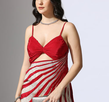 Red And Colour Block Stripe Dress