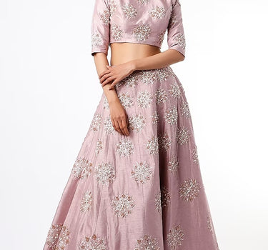 Lilac Embroidered Lehenga Set