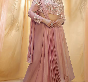 Rose gold dhoti set