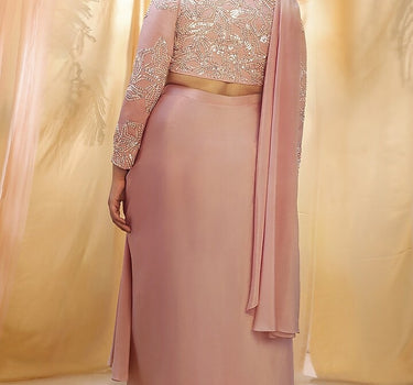 Rose gold dhoti set