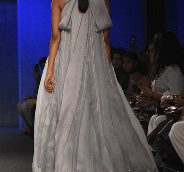 Grey Embroidered Trapeze Gown