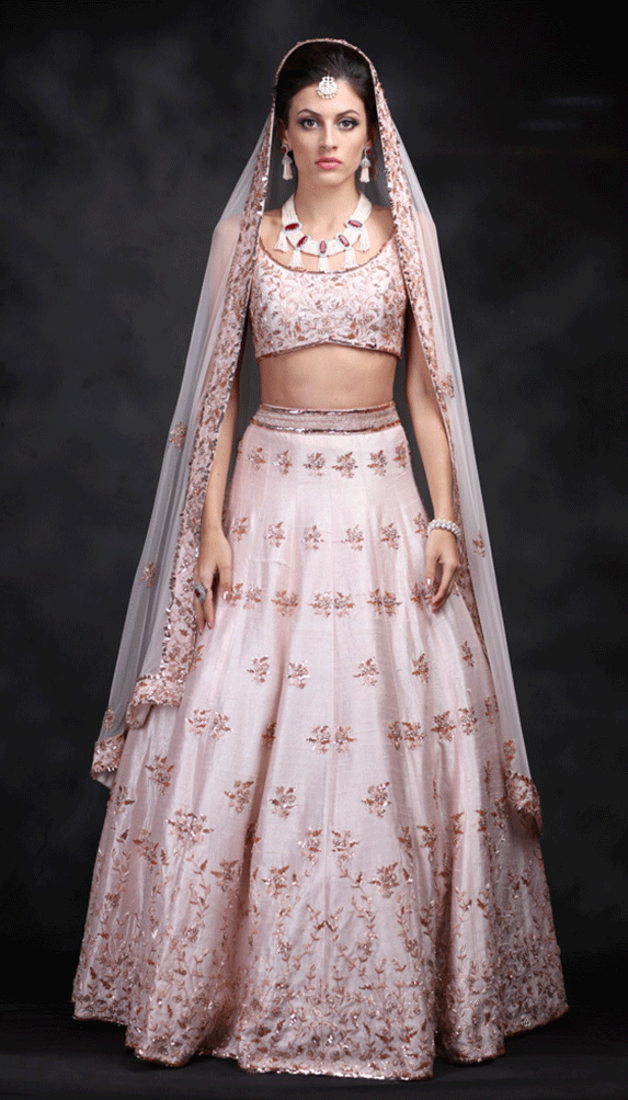 Baby Pink Embroidered Lehenga Set with Dupatta