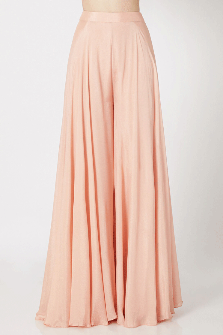 Peach Embroidered Sharara Pants With Tunic
